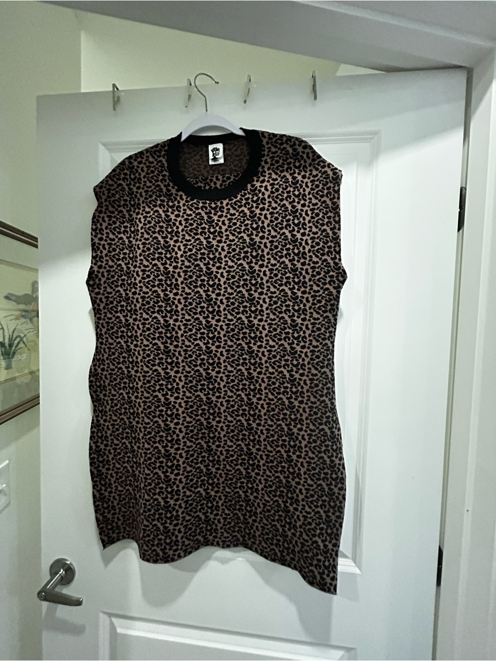 Sleeveless Leopard Print Tank Top and Short Set with Black Trim